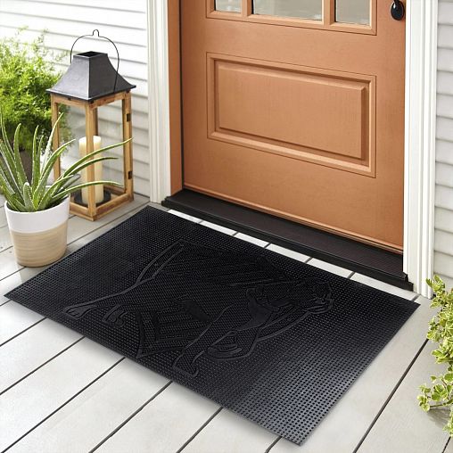 Коврик придверный SunStep Собака, резиновый, 45 x 75 см, черный фото