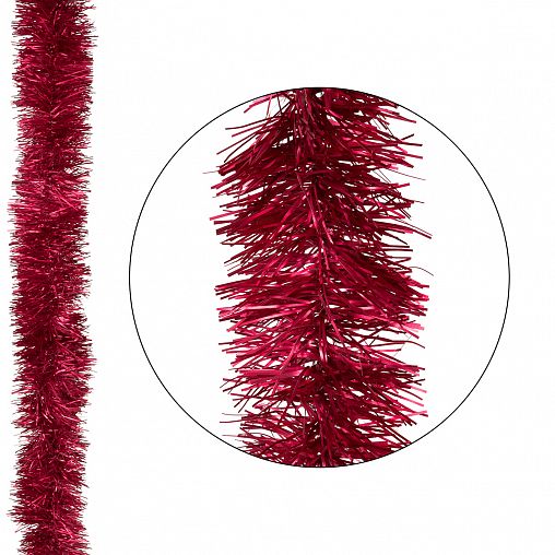 Мишура со снежинками Волшебная страна Новогодняя, 7 x 200 см, красная фото