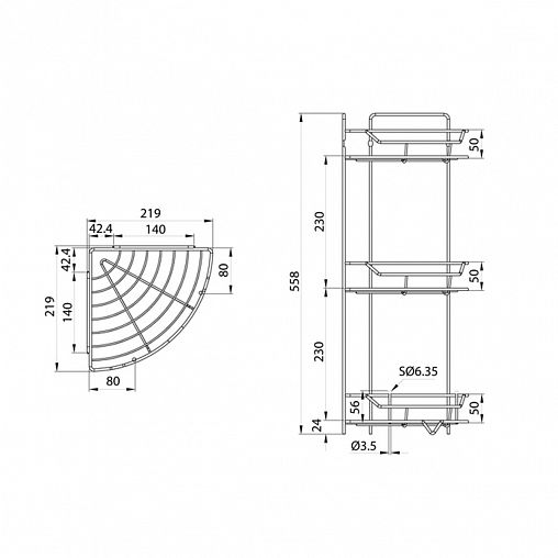 Полка в ванную угловая Milardo Grid, 3-х ярусная, хром фото