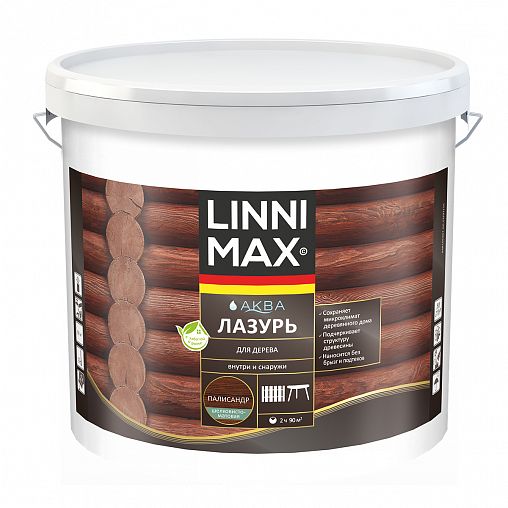 Защитная лазурь для дерева Linnimax Аква, 9 л, палисандр фото