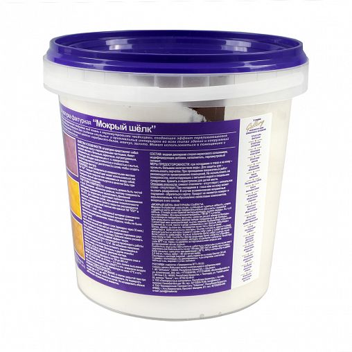 Декоративная штукатурка VGT Gallery Мокрый шелк, 1 кг, серебристо-белая фото