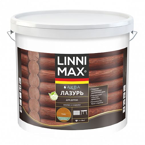 Защитная лазурь для дерева Linnimax Аква, 9 л, тик фото
