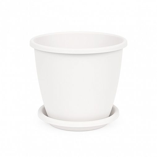 Горшок для цветов Альтернатива Афина, с поддоном, 11 л, белый фото