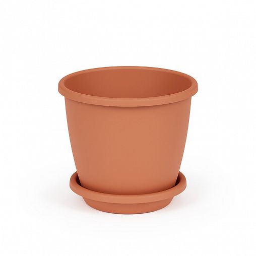 Горшок для цветов Альтернатива Афина, с поддоном, 2,2 л, коричневый фото