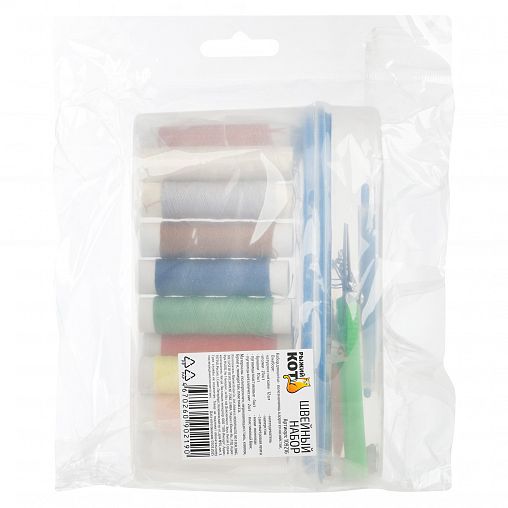 Набор для шитья Рыжий кот (ножницы, иголки, нитки), 57 предметов фото