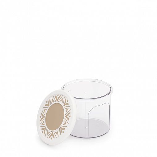 Емкость для сыпучих продуктов Альтернатива Эстетика, круглая, 0,8 л, бело-бежевая фото