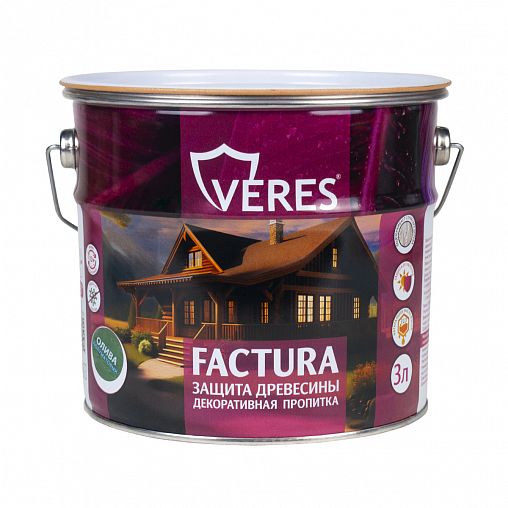Декоративная пропитка для дерева Veres Factura, полуматовая, 3 л, олива фото