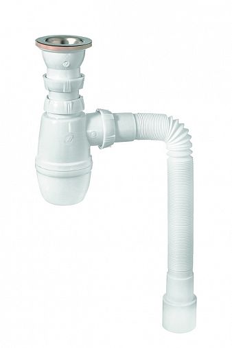 Сифон бутылочный Wirquin Минор с выпуском 1 1/2" x 40 мм и гофротрубой фото