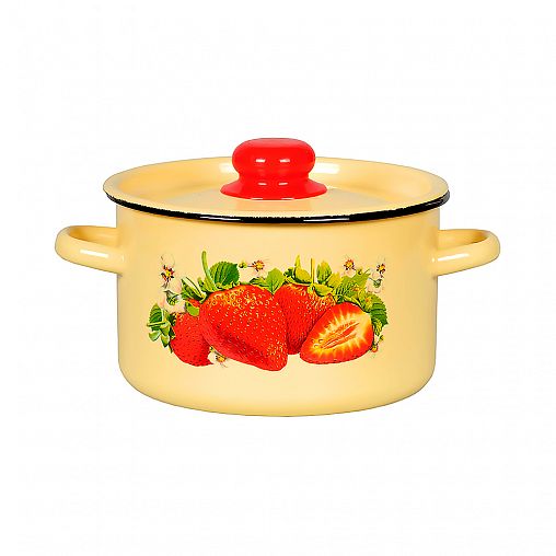 Кастрюля эмалированная СтальЭмаль с крышкой, 7 л, с декором фото