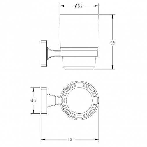Стакан для зубных щеток Fashun A2606-7, с настенным держателем, стекло/металл, черный фото