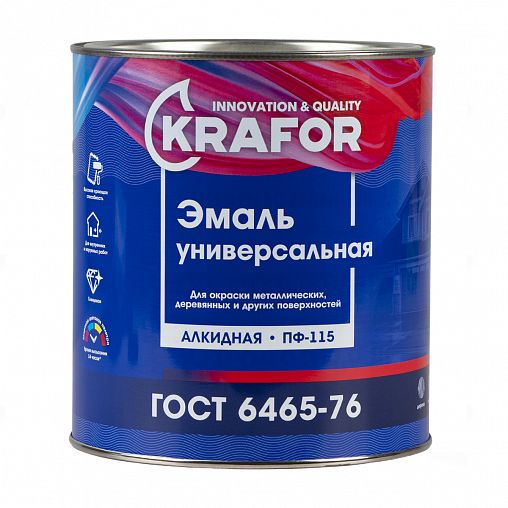 Эмаль ПФ-115 универсальная Krafor, алкидная, матовая, 2,7 кг, белая фото