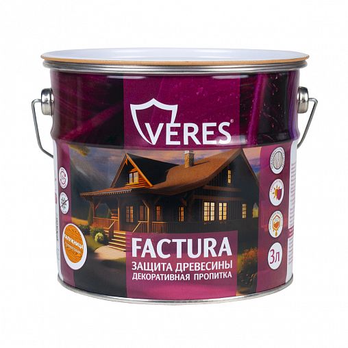 Декоративная пропитка для дерева Veres Factura, полуматовая, 3 л, калужница фото