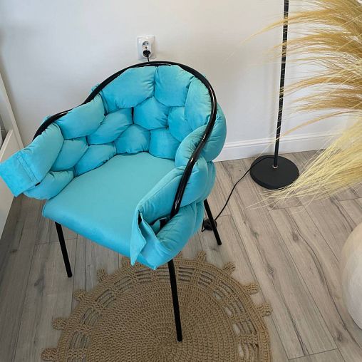 Стул-кресло с мягким сиденьем New Victoria Бицепс, черный/бирюзовый фото
