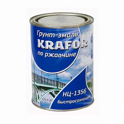 Грунт-эмаль по ржавчине Krafor НЦ-1356 синяя 0,7 кг для металлических поверхностей фото