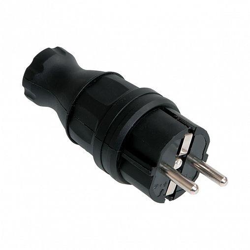 Вилка прямая IEK Омега ВБп3-1-0м, с заземлением, 16 А, черная фото