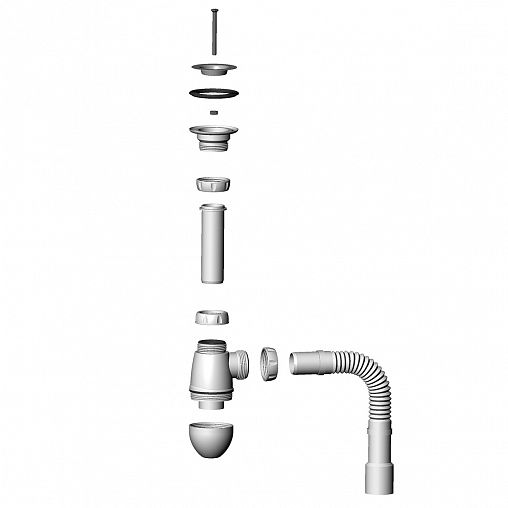 Сифон бутылочный Unicorn M220, 1 1/4", с гофротрубой d 32 мм x 32/40 мм фото