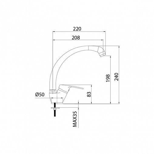 Смеситель для кухни Milardo Meal M05SB0JM05, однорычажный, хром фото