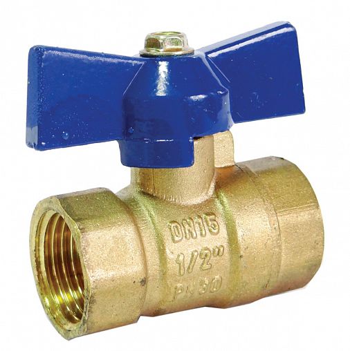 Кран шаровой для труб RM-L, 1/2", латунный, бабочка, гайка-гайка фото