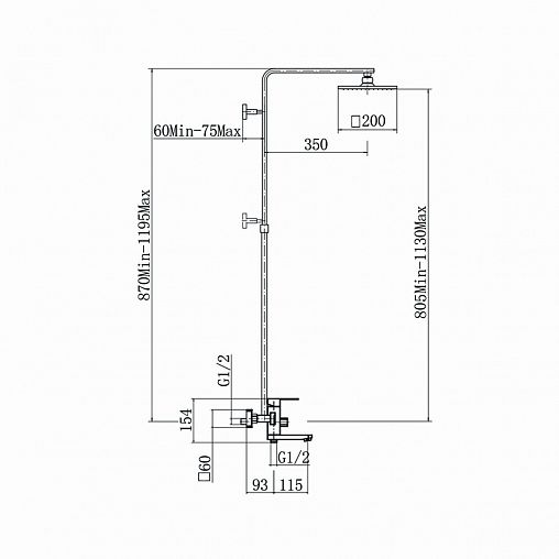 Душевая система с тропическим душем Fashun A52402, со смесителем, сатин фото