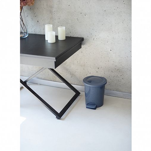 Контейнер для мусора Spin&Clean Stone, с педалью и внутренним ведром, 6 л, темный камень фото