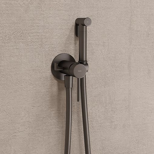 Встраиваемый гигиенический душ со смесителем IDDIS Axes, графит фото