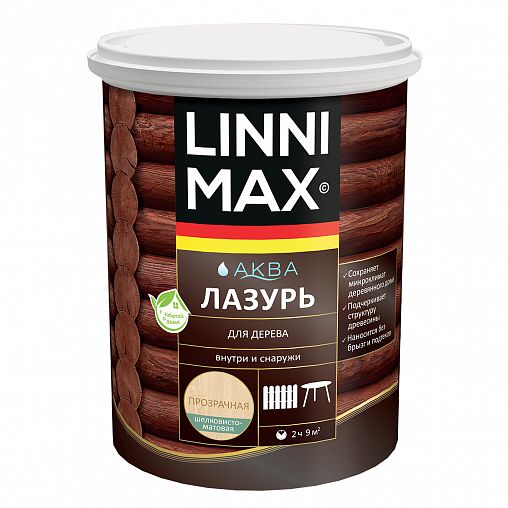 Защитная лазурь для дерева Linnimax Аква, 0,9 л, бесцветная фото
