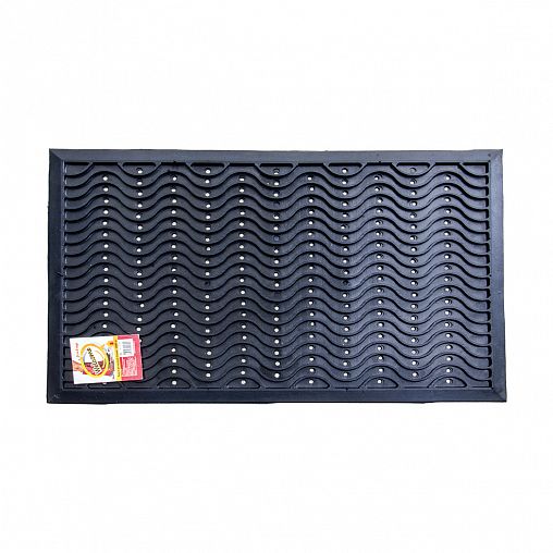 Коврик придверный SunStep Волна, резиновый, 50 x 80 см, черный фото