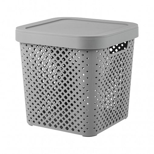 Корзина Plast Team Stockholm, с крышкой, 31 х 31 х 30 см, серый шторм фото