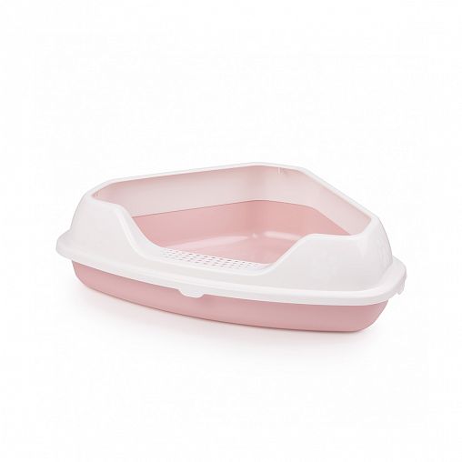 Лоток для животных угловой Zoo Plast Лекси, с рамкой, розовый фото