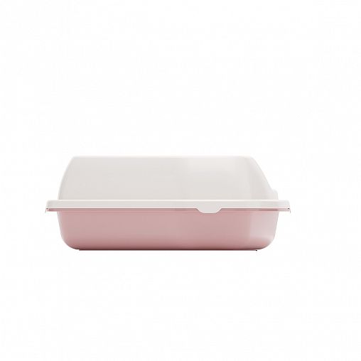 Лоток для животных угловой Zoo Plast Лекси, с рамкой, розовый фото