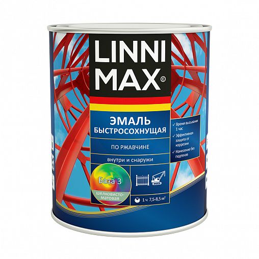 Грунт-эмаль по ржавчине Linnimax, быстросохнущая, база 3, бесцветная, 0,71 л фото