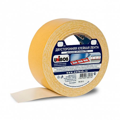 Скотч двусторонний тканевый Unibob 28214, 50 мм x 25 м фото