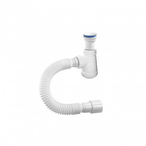 Сифон бутылочный Orio, 63 x 40 мм, с пластиковым литым выпуском и гофротрубой фото