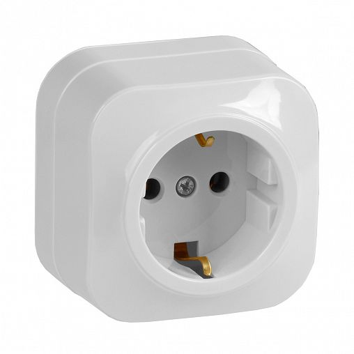 Розетка накладная IEK Glory, с заземлением, 16 А, 250 В, IP20, белая фото