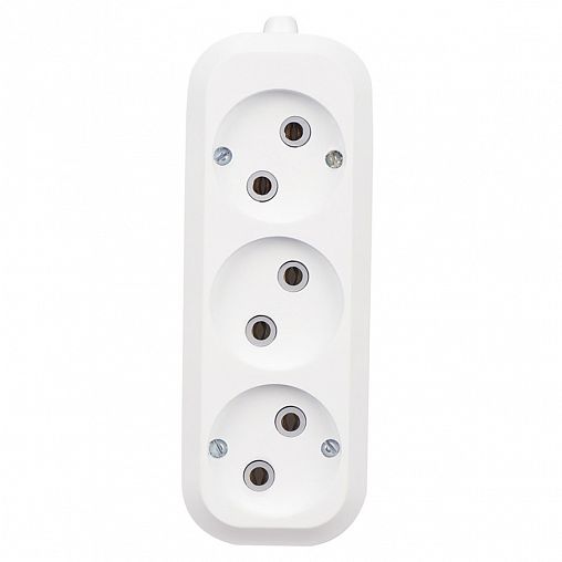 Колодка розеточная Rexant, 3 гнезда, без заземления, 16 А, белая фото