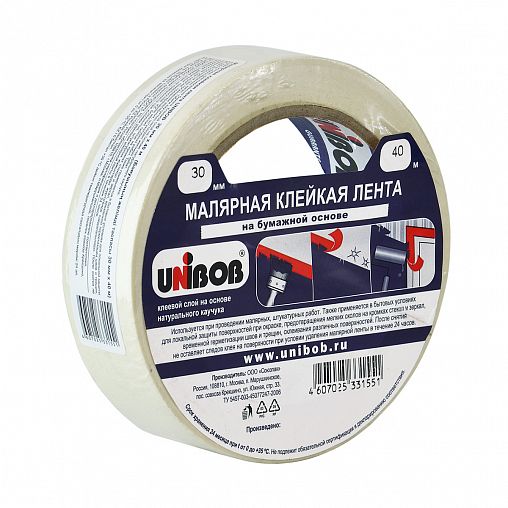 Скотч малярный Unibob, 30 мм x 40 м фото