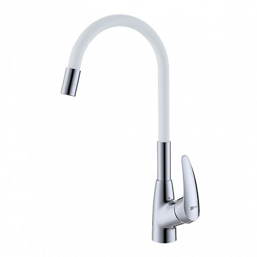 Смеситель для кухни Lemark Linara LM0415C-Gray, с гибким изливом, хром/белый фото