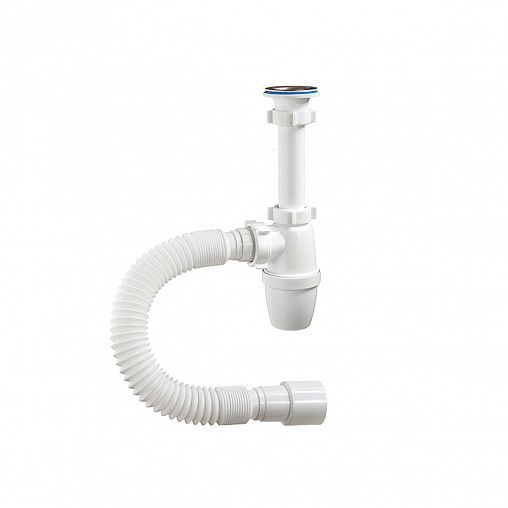 Сифон бутылочный Orio, 1 1/4" x 40 мм, удлиненный, с гофротрубой фото