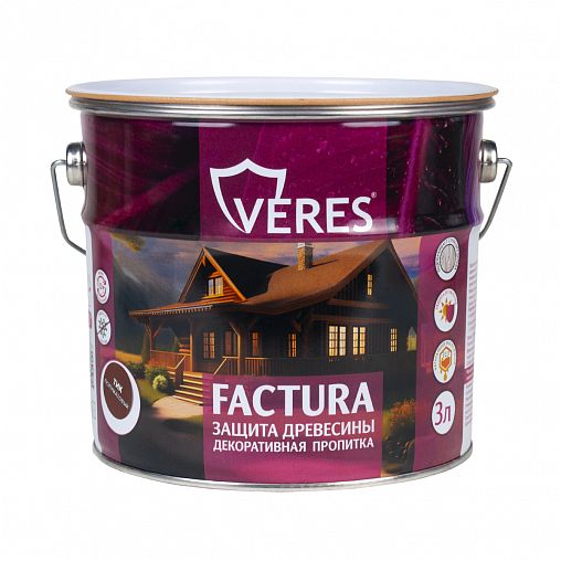 Декоративная пропитка для дерева Veres Factura, полуматовая, 3 л, тик фото