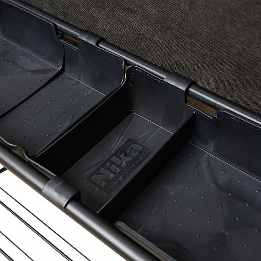 Вешалка напольная Nika, 2 полки, мягкое сиденье, 175 x 82,5 x 33,5 см, черная/матовая черная фото