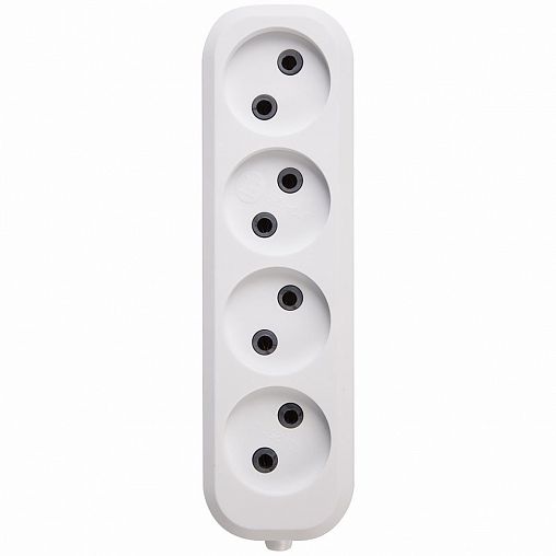 Колодка розеточная Rexant, 4 гнезда, без заземления, 16 А, белая фото