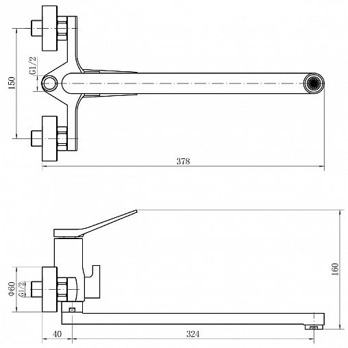 Смеситель для ванны с душем Fashun A2286, с длинным изливом, хром фото