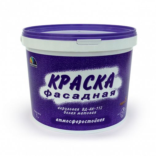 Краска фасадная Магия Радуги ВД-АК-112, акриловая, матовая, белая, 7 кг фото