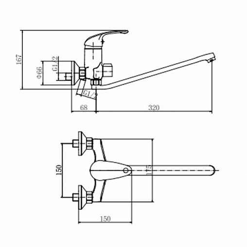 Смеситель для ванны с душем Fashun A2205, с длинным изливом, хром фото