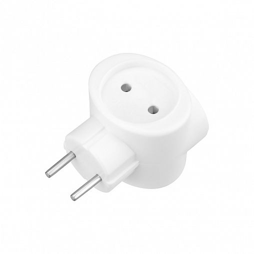 Разветвитель электрический Rexant, 6 А, 3 гнезда, без заземления, белый фото