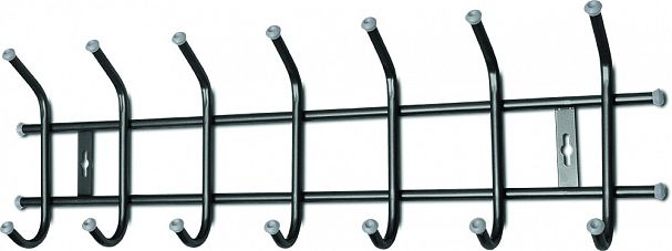 Вешалка настенная Nika, 7 крючков, 68,5 x 21,5 x 8,5 см, черная фото