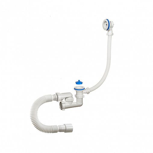 Сифон для ванн Orio, 1 1/2" x 40 мм, с пластиковой чашей, регулируемый, с переливом и гофротрубой фото