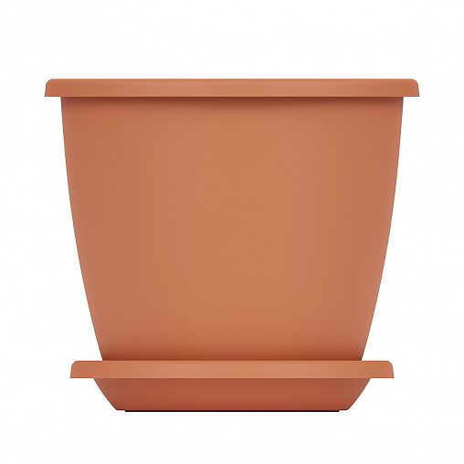 Горшок для цветов Альтернатива Афина, с поддоном, 11 л, коричневый фото