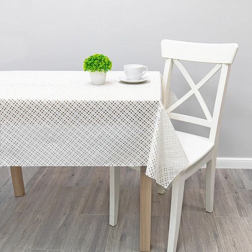 Клеенка столовая ПВХ Вилина Элегия 010-white, 1,35 x 22 м, белая фото