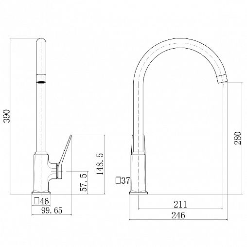 Смеситель для кухни Fashun A4086, хром фото